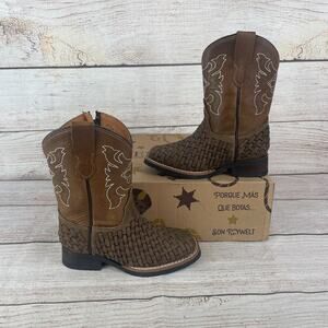 Reywelt Pelleta Crazy Tang Boys/Girls US 11 Western Boots Brown Leather